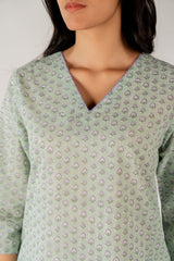 Cotton Hand Block Printed Kurta - Green