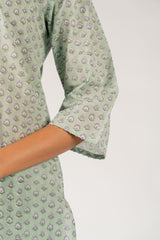 Cotton Hand Block Printed Kurta - Green