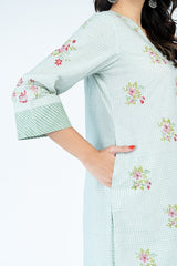 Cotton Hand Block Printed Kurta - Turquoise Green