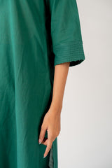 Cotton Hand Embroidery Kurta - Green