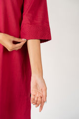 Cotton Hand Embroidery Kurta - Pink