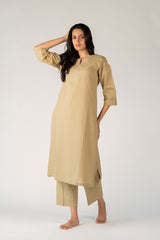 Cotton Hand Embroidery Kurta - Green