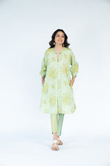 Cotton Hand Block Printed Kurta - Green