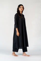Cotton Hand Embroidery Kurta - Black
