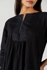 Cotton Hand Embroidery Kurta - Black