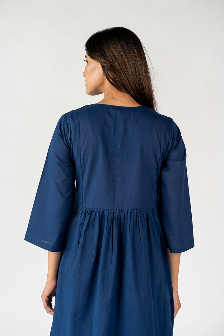 Cotton Hand Embroidered Kurta -Blue