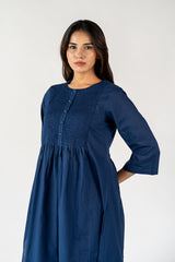 Cotton Hand Embroidered Kurta -Blue