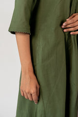 Cotton Hand Embroidered Kurta - Green