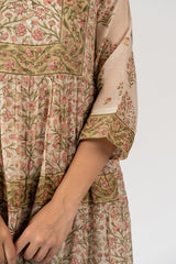 Chanderi Hand Block Printed Dress - White