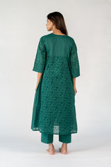 Cotton Hand Block Printed Kurta - Green