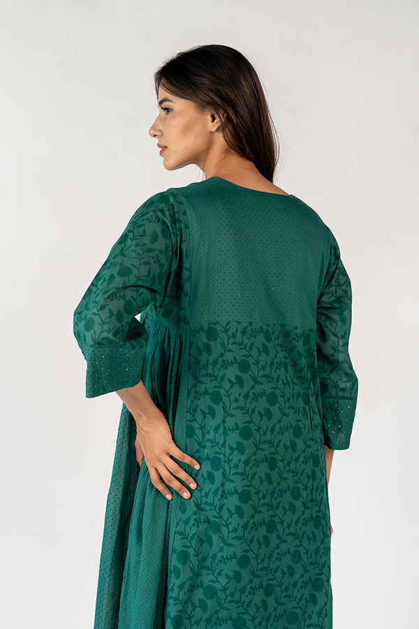 Cotton Hand Block Printed Kurta - Green