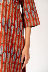 Cotton Hand Block Bagru Printed Kurta - Maroon