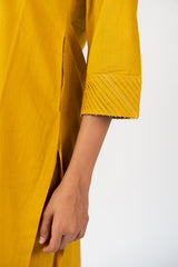 Cotton Hand Embroidered Kurta - Yellow