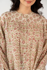Chanderi Hand Block Printed Top - White