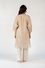 Chanderi Hand Block Printed Tunic - White