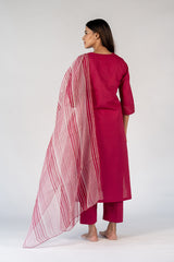 Cotton Kota Doria Hand Block Printed Dupatta - Red