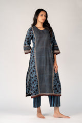 Ajrakh Mul Printed Kurta - Black