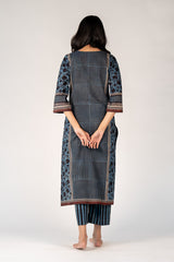 Ajrakh Mul Printed Kurta - Black