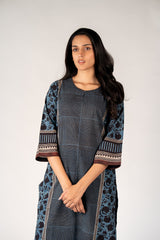 Ajrakh Mul Printed Kurta - Black