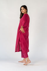 Cotton Hand Embroidery Kurta - Pink