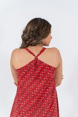 Cotton Hand Block Printed Dress-Red