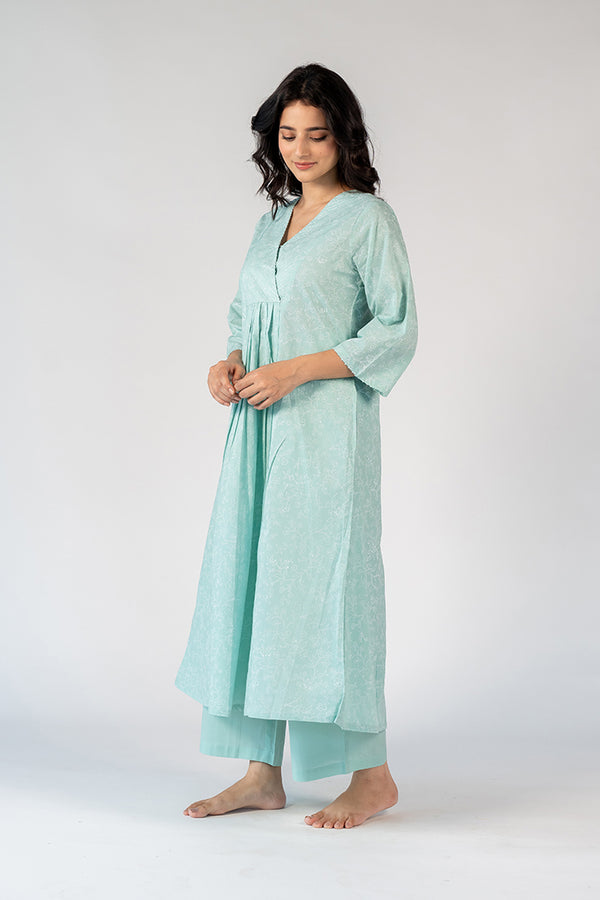 Cotton Hand Block Printed Kurta - Green