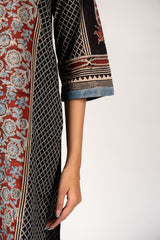 Ajrakh Mul Printed Kurta - Black