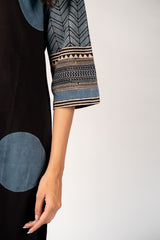 Ajrakh Mul Printed Kurta - Black