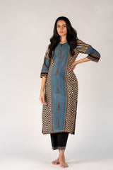 Ajrakh Mul Printed Parallel - Black