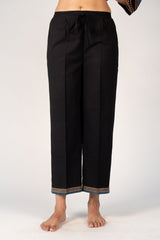 Ajrakh Mul Printed Parallel - Black