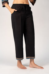 Ajrakh Mul Printed Parallel - Black