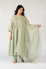 Cotton Kota Doria Dupatta - Green