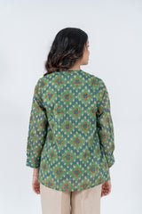 Cotton Hand Block Printed Top- Pista Green