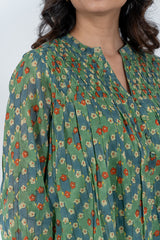 Cotton Hand Block Printed Top- Pista Green