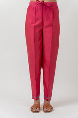 Chanderi Elasticated Narrow Pant - Rani Pink