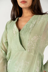 Chanderi Hand Block Printed Kurta - Green