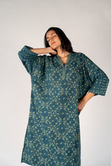 Cotton Hand Block Dabu Printed Tunic - Green