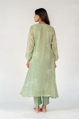 Chanderi Hand Block Printed Kurta - Green