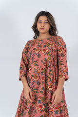 Cotton Hand Block Printed Dress - Pink