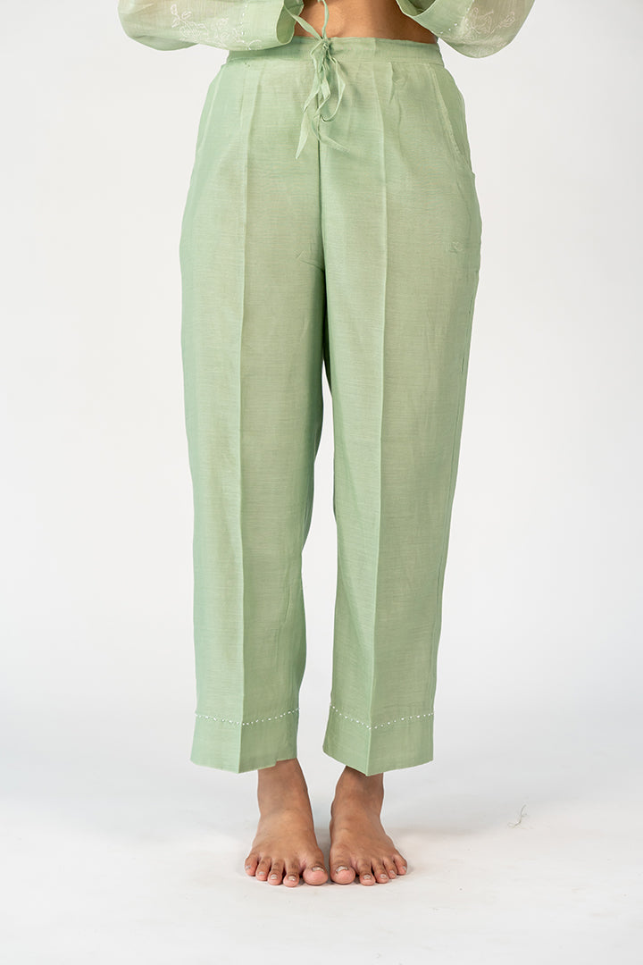 Chanderi Parallel - Green