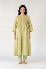 Cotton Hand Block Printed Kurta - Green