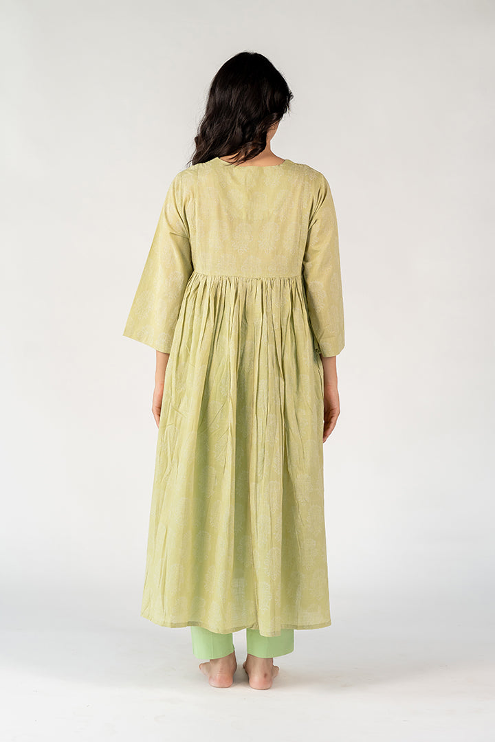 Cotton Hand Block Printed Kurta - Green