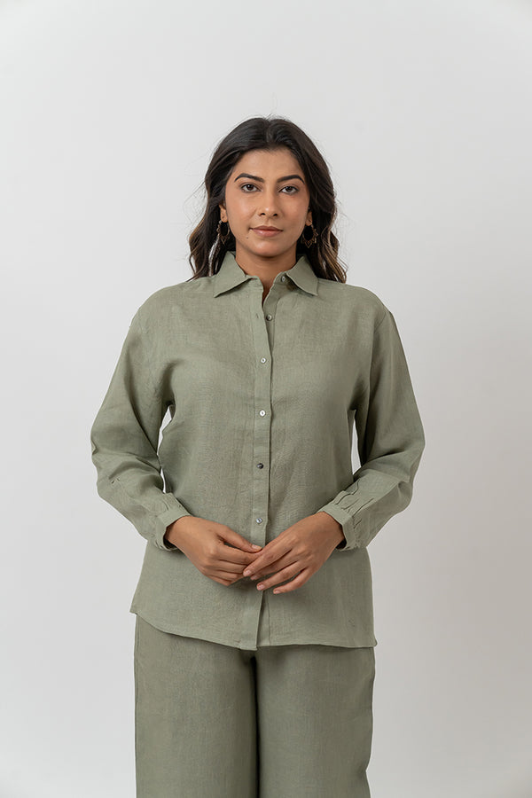 Linen Shirt - Turquoise Green