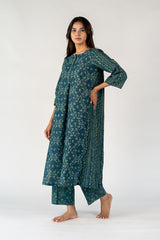 Cotton Hand Block Printed Kurta - Green