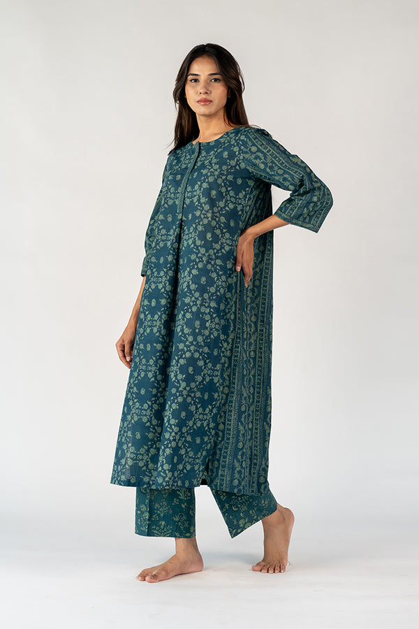 Cotton Hand Block Printed Kurta - Green