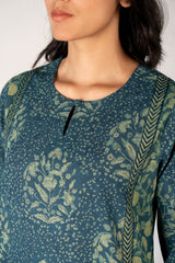 Cotton Hand Block Dabu Printed Kurta - Green