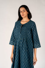 Cotton Hand Block Dabu Printed Kurta - Green