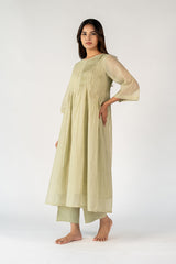 Chanderi Embroidered Kurta - Green