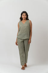 Linen Top - Turquoise Green