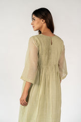 Chanderi Embroidered Kurta - Green